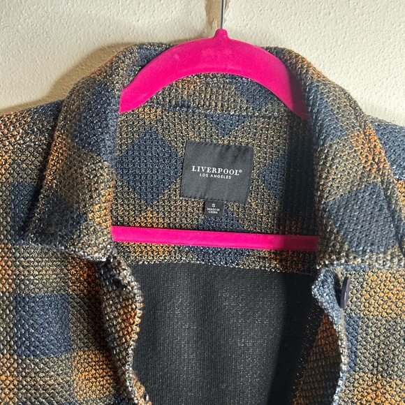 Liverpool Blue and Tan Checkered Distressed Plaid Jacket size S - Picture 4 of 8